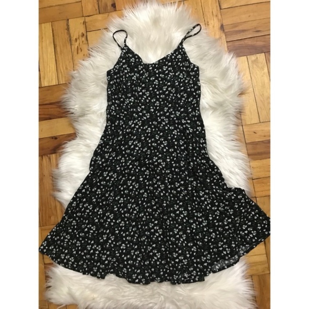 Black Floral Fit and Flare Dress